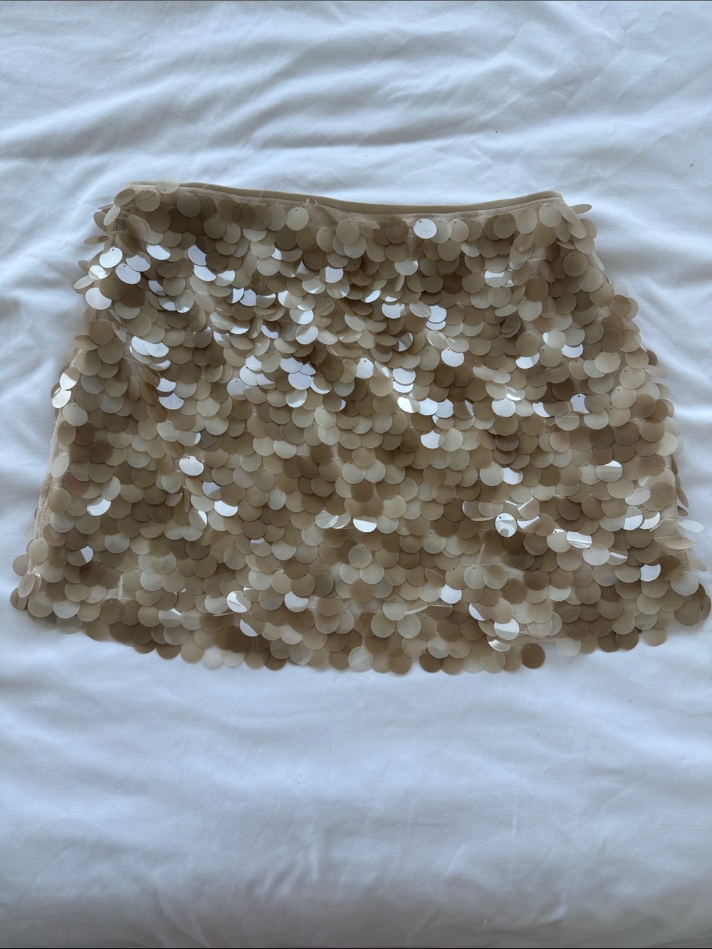 Beige Sequin Mini Skirt - Party Ready